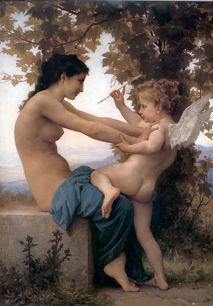 William Adolphe Bouguereau (1825-1905), "A Young Girl Defending Herself Against Eros" (1880)